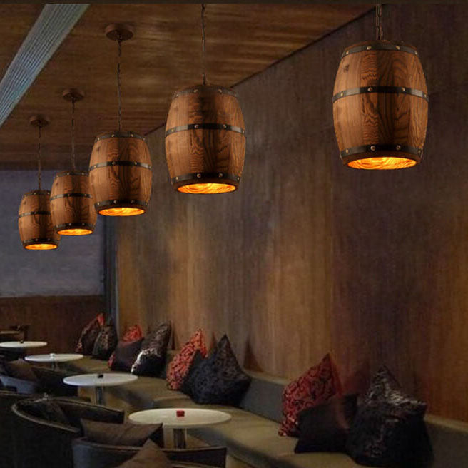 Stornfield | BarrelGlow Vintage Luster Pendant | Wooden Wine Barrel Design | 1-Light | Rustic Lighting