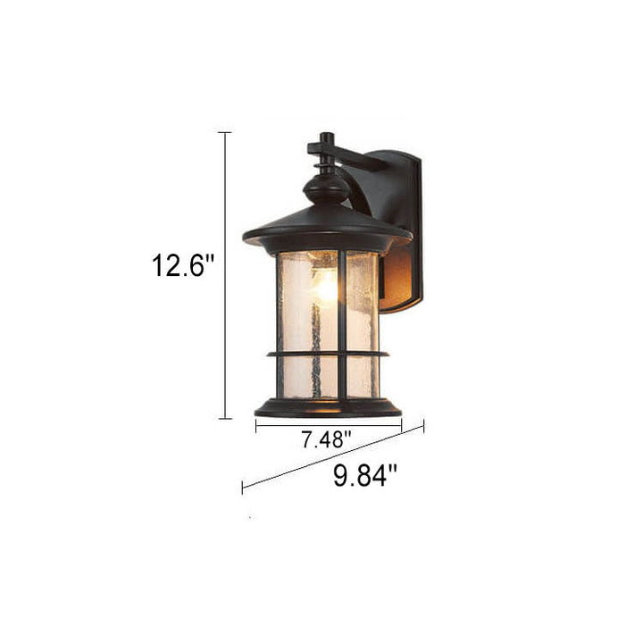 Industrial Vintage Bubble Glass Column 1-Light Outdoor Waterproof Wall Sconce Lamp | Stornfield