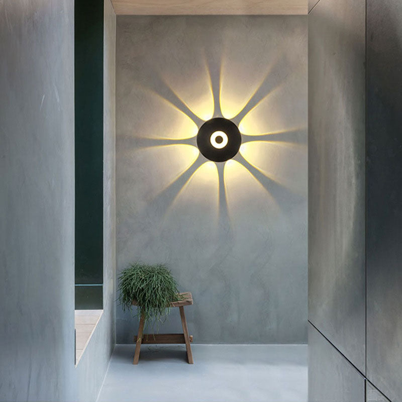 Contemporary Scandinavian Aluminum Round Shade LED Wall Sconce Lamp For Outdoor Patio | Stornfield