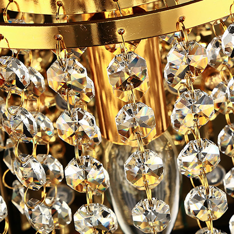 Stornfield | Modern Luxury Octagonal Semi-Round Crystal Stainless Steel Pearl 1-Light Sconce for Living Room