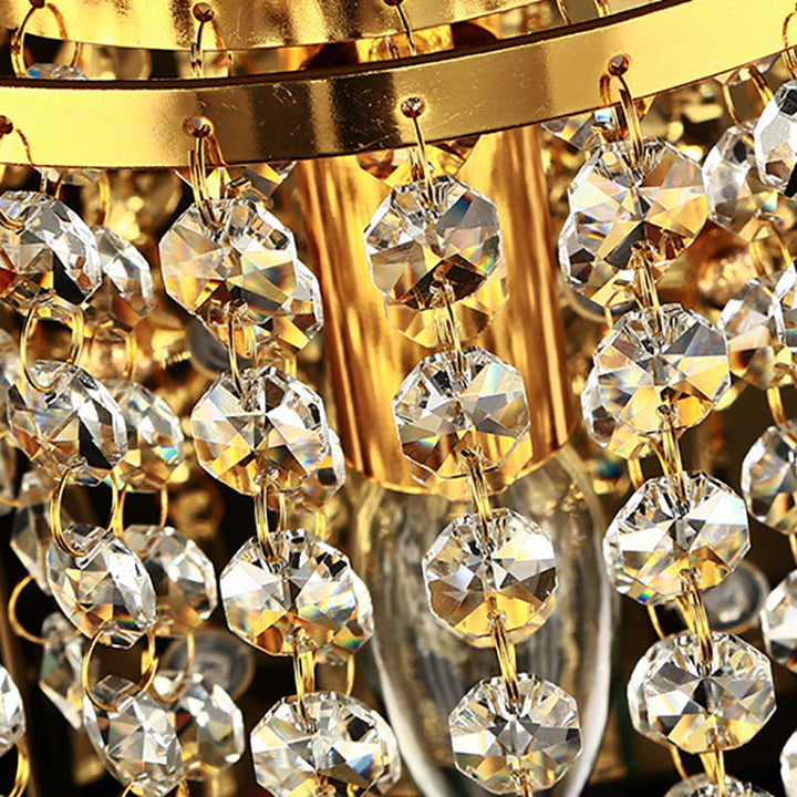 Stornfield | Modern Luxury Octagonal Semi-Round Crystal Stainless Steel Pearl 1-Light Sconce for Living Room