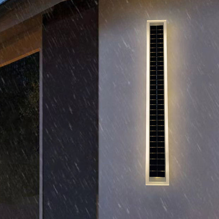 Minimalist Outdoor Solar Rectangular Strip Waterproof Patio LED Wall Sconce Lamp | Stornfield
