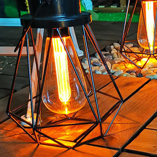 Solar Retro Iron Lantern Geometry LED Decorative Outdoor Landscape Light | Stornfield