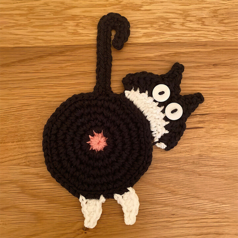 Funny Cat Butt Coasters Cat Butt Cup Mat Knitted Gift for Cat Lovers | Stornfield