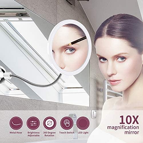 Makeup mirror with LED &amp; magnification - with suction cup and flexible arm | Stornfield