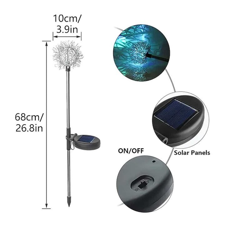 Solar LED Garden Light (2 pieces) Dandelion Design with Spike | Stornfield