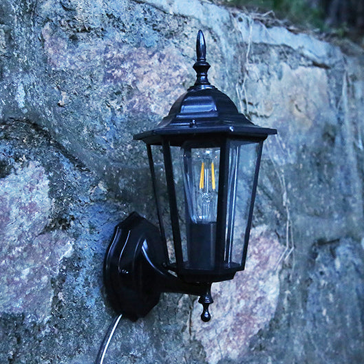 Contemporary Industrial Hexagonal Aluminum Frame Frosted Glass 1-Light Outdoor Wall Sconce Lamp For Garden | Stornfield