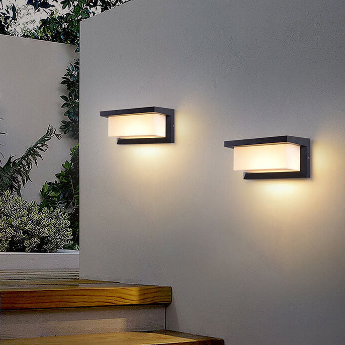 Modern Minimalist Solar Rectangle PC LED Outdoor Wall Sconce Lamp For Outdoor Patio | Stornfield