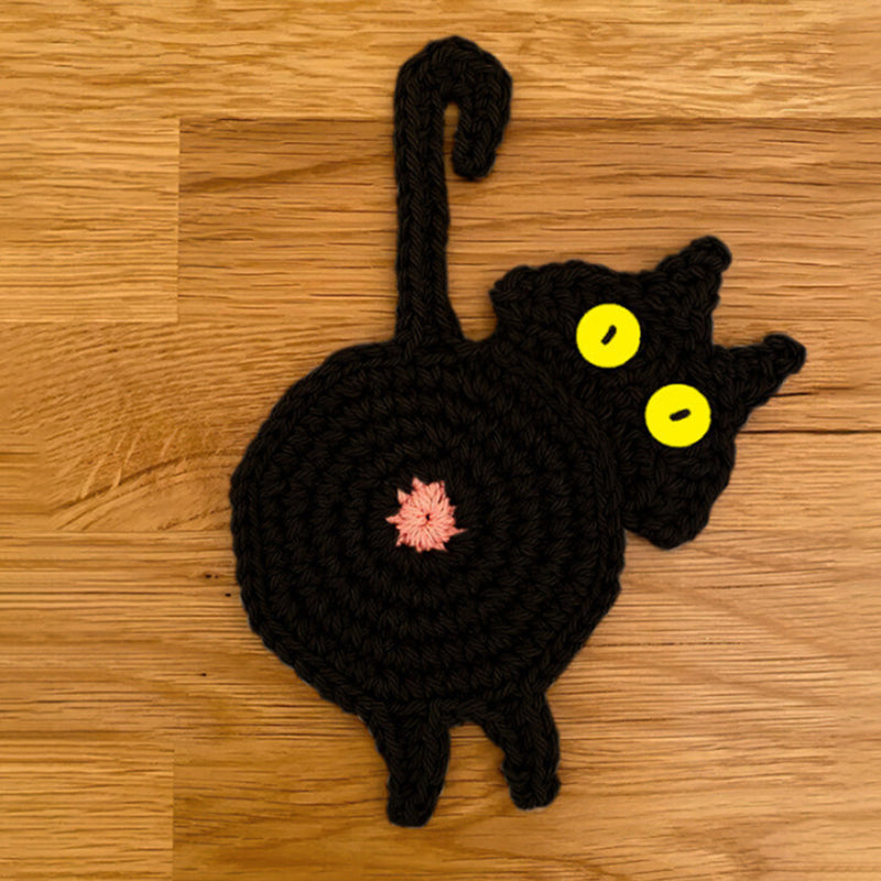 Funny Cat Butt Coasters Cat Butt Cup Mat Knitted Gift for Cat Lovers | Stornfield