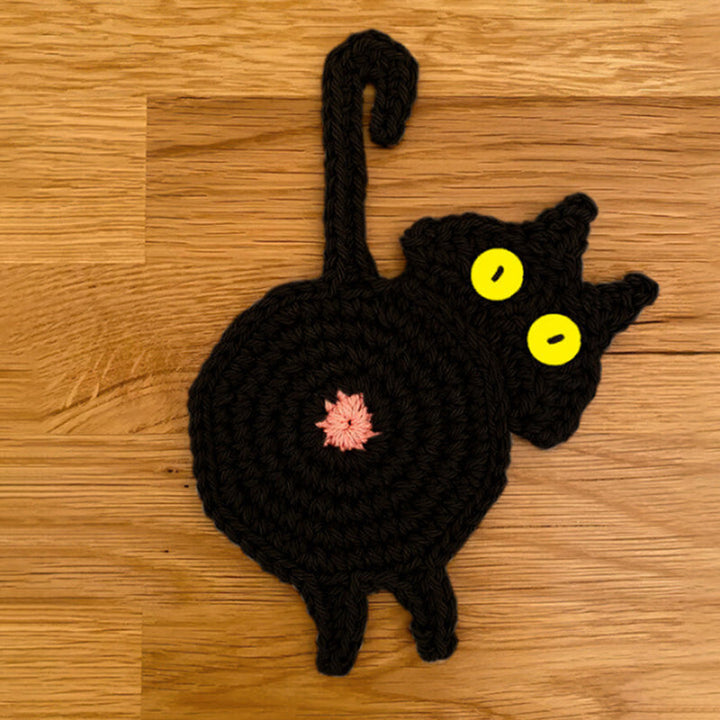 Funny Cat Butt Coasters Cat Butt Cup Mat Knitted Gift for Cat Lovers | Stornfield