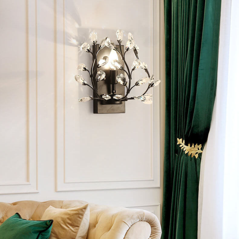 Stornfield | Luminis Wall Sconce | Luxury Crystal Design | Leaf Pattern | 1-Light & Modern