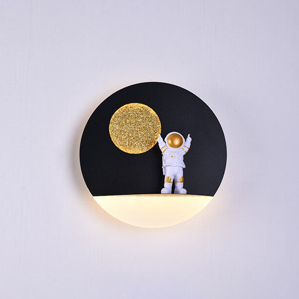 Stornfield | Creative Contemporary Iron Resin Astronaut LED Round Wall Lamp for Bedroom