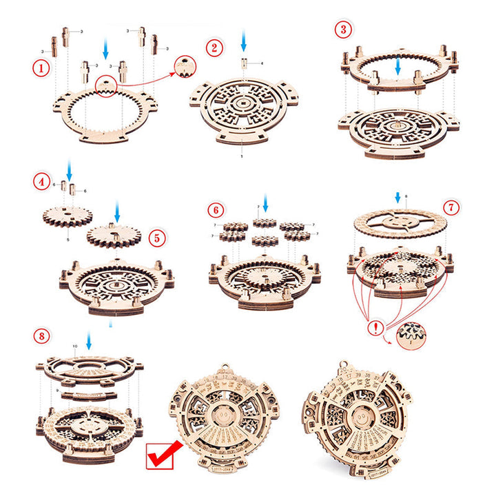 Wooden Mechanical Gear Perpetual Calendar Model Kits | Stornfield