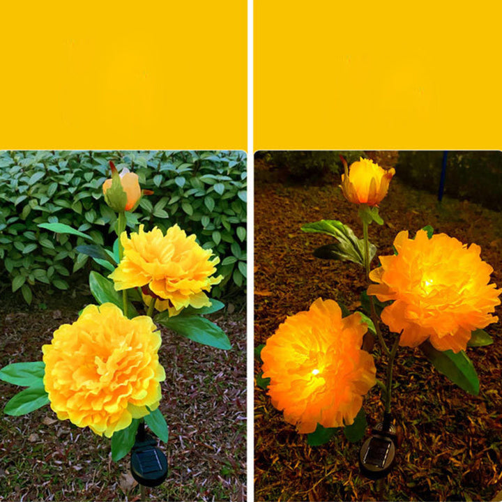 Contemporary Creative Solar Peony Flower LED Waterproof Lawn Landscape Insert Light For Outdoor Patio | Stornfield