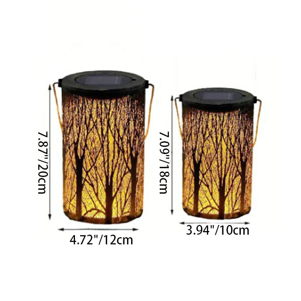 Modern Art Deco Solar Cylinder Skeleton Lantern Iron LED Outdoor Landscape Light For Garden | Stornfield