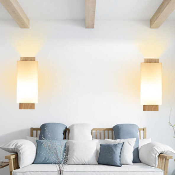 Stornfield | Modern Minimalist Solid Wood Square Glass 1-Light Wall Sconce