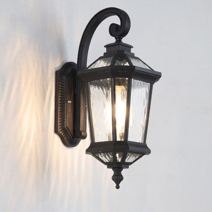 Traditional European Waterproof Aluminum Glass Octagon Cylinder 1-Light Wall Sconce Lamp For Garden | Stornfield