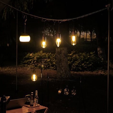 Retro Portable Waterproof Wood Round Cone Battery USB 1-Light Camping Outdoor Light | Stornfield