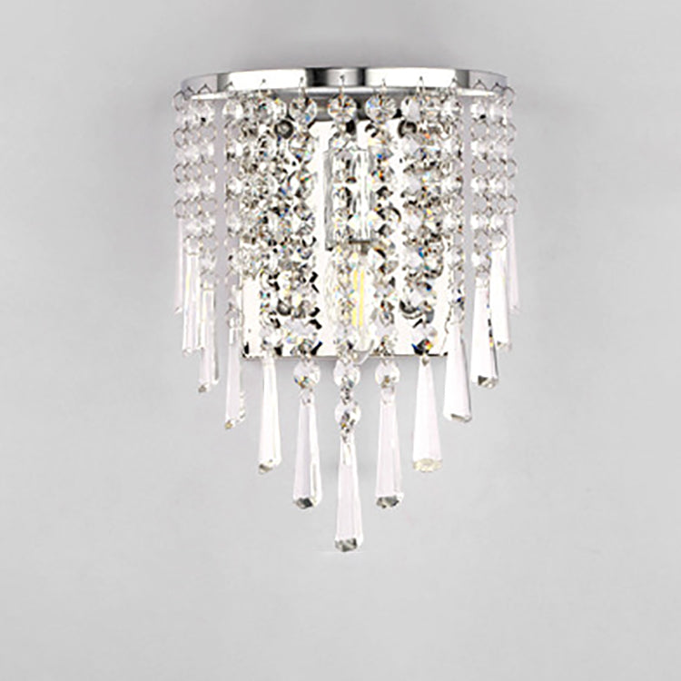 Stornfield | Modern Luxury Octagonal Semi-Round Crystal Stainless Steel Pearl 1-Light Sconce for Living Room