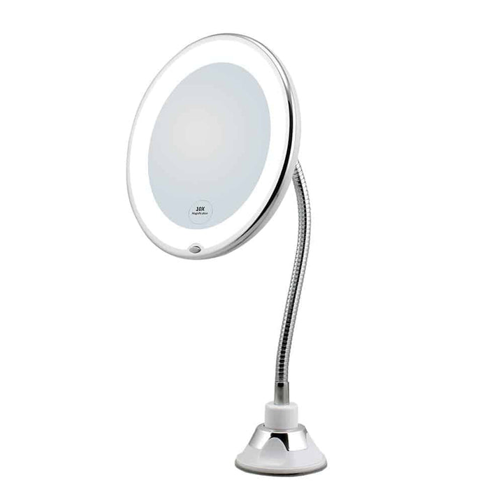 Makeup mirror with LED &amp; magnification - with suction cup and flexible arm | Stornfield