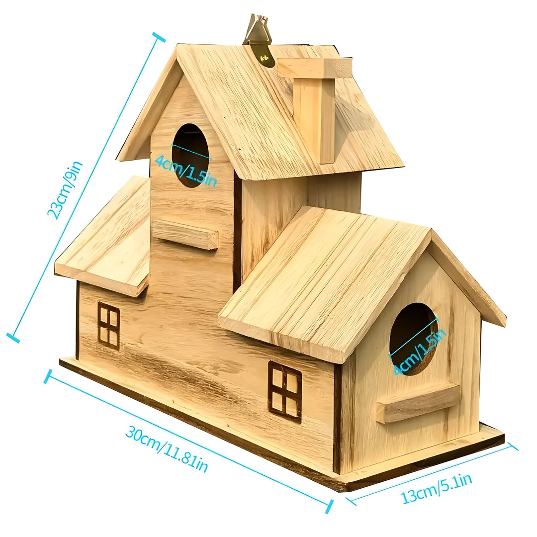 WoodlandBird House- Wooden Hanging Birdhouse with 3-Hole | Stornfield