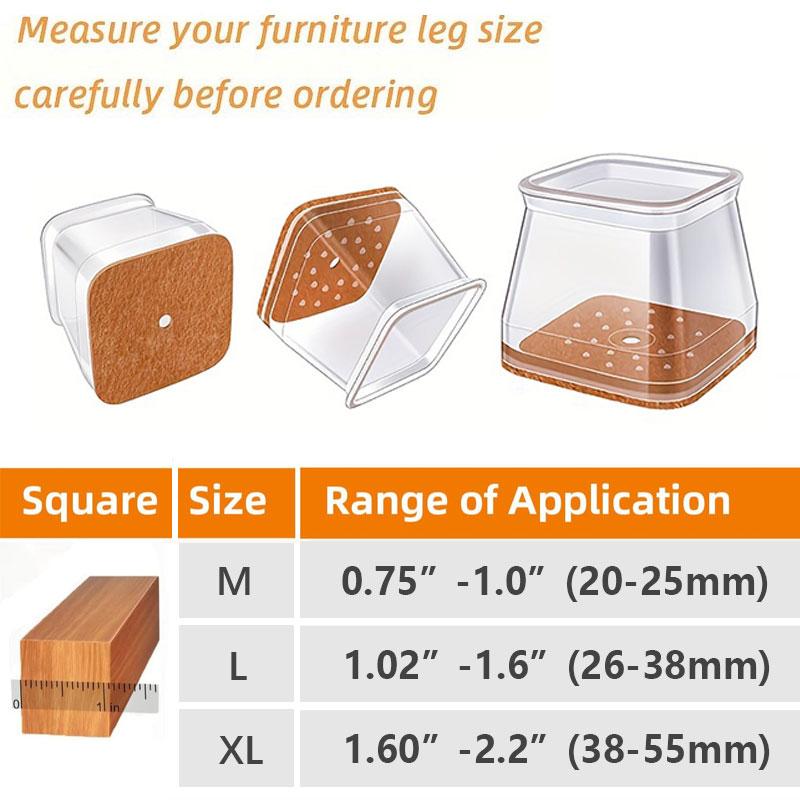 Stornfield | Clear Silicone Chair Leg Caps with Integrated Felt Pads