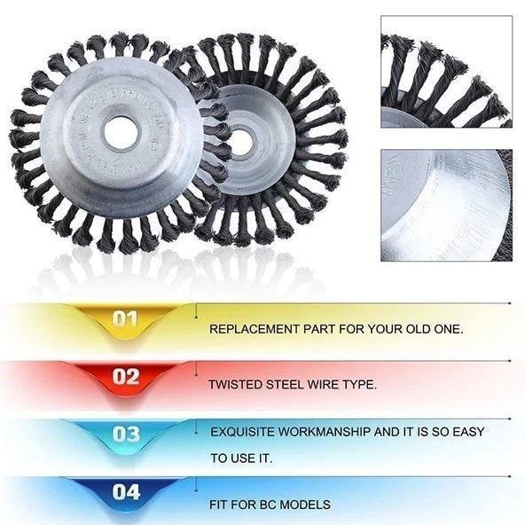 SteelTwist Weed Brush – 360° Trimmer Blade of Braided Steel (15 cm) | Stornfield
