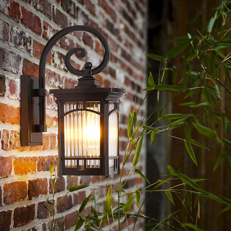 Modern Square Aluminum Glass Carved 1-Light Outdoor Waterproof Wall Sconce Lamp | Stornfield
