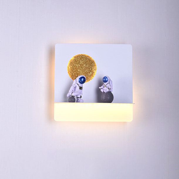 Stornfield | Creative Contemporary Iron Resin Astronaut LED Round Wall Lamp for Bedroom