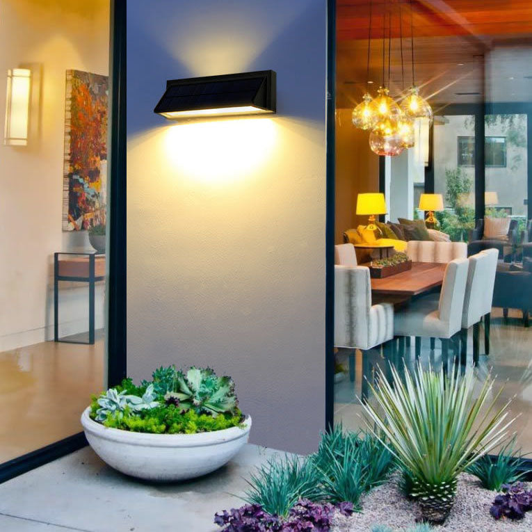 Outdoor Solar Waterproof Rectangular Slant LED Patio Wall Sconce Lamp | Stornfield