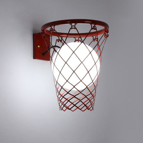 Stornfield | Slamora Applique Murale Enfant | Design Panier de Basketball | Verre & Métal | Style Art Déco | Lumière de Chambre