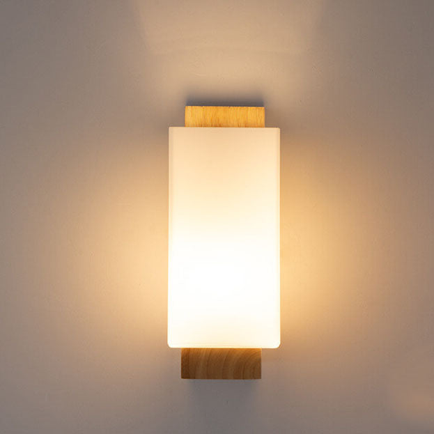 Stornfield | Modern Minimalist Solid Wood Square Glass 1-Light Wall Sconce