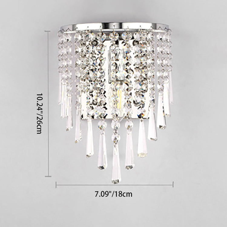 Stornfield | Modern Luxury Octagonal Semi-Round Crystal Stainless Steel Pearl 1-Light Sconce for Living Room