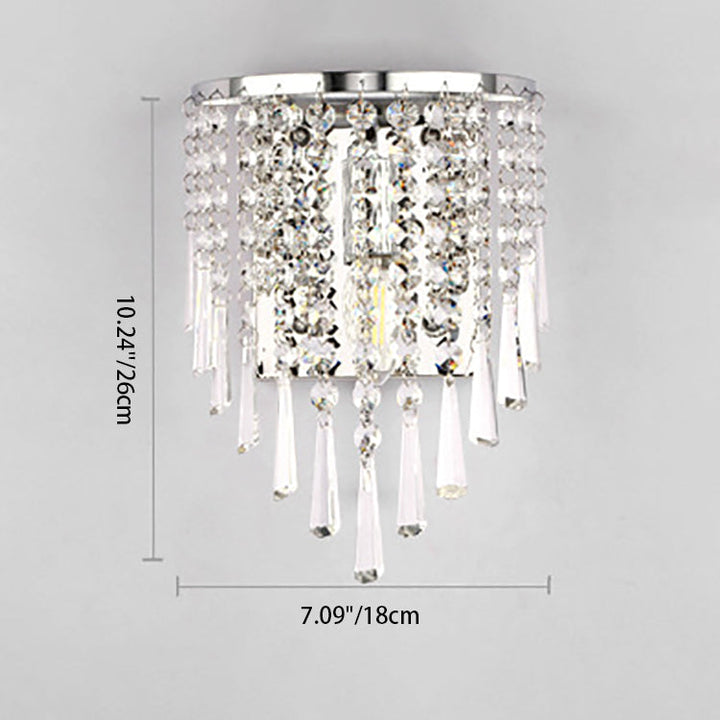 Stornfield | Modern Luxury Octagonal Semi-Round Crystal Stainless Steel Pearl 1-Light Sconce for Living Room