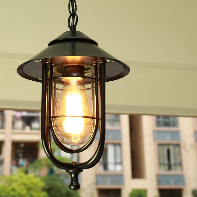 Industrial Vintage Aluminum Cage Glass 1-Light Outdoor Waterproof Pendant Light | Stornfield