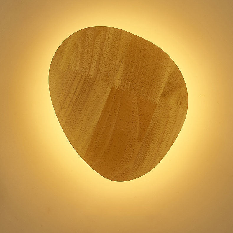 Stornfield | Modern Minimalist Irregular Oval Round Wood LED Wall Lamp for Living Room