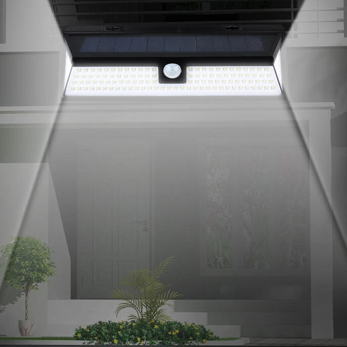 Modern Black Rectangular Human Sensor Solar Waterproof Outdoor Garden LED Wall Light | Stornfield