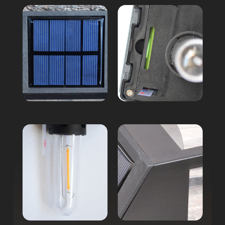 Modern Square Plastic Solar LED Outdoor Waterproof Garden Landscape Wall Sconce Lamp | Stornfield