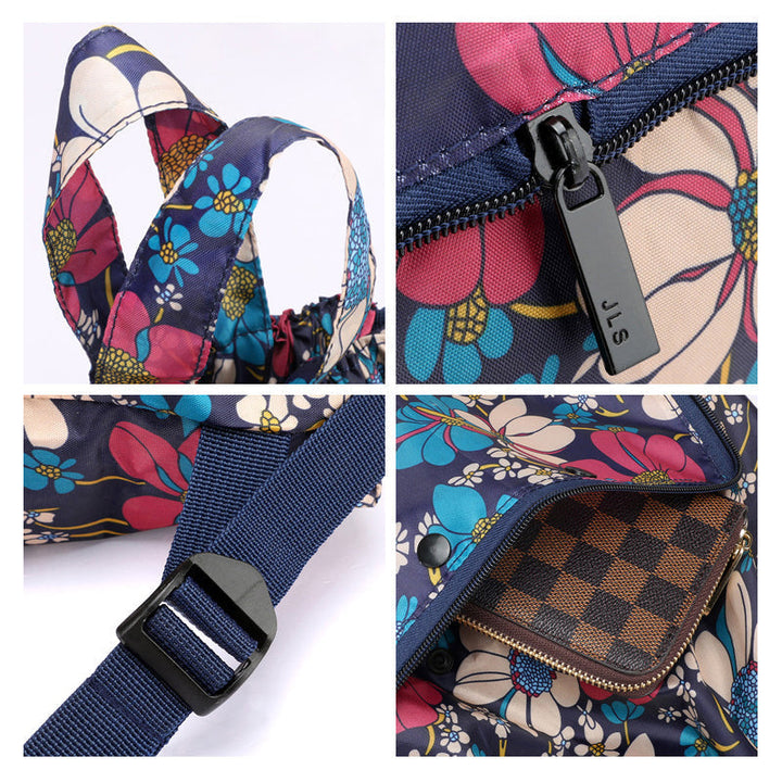 Foldable Printed Nylon Backpack with Drawstring | Stornfield