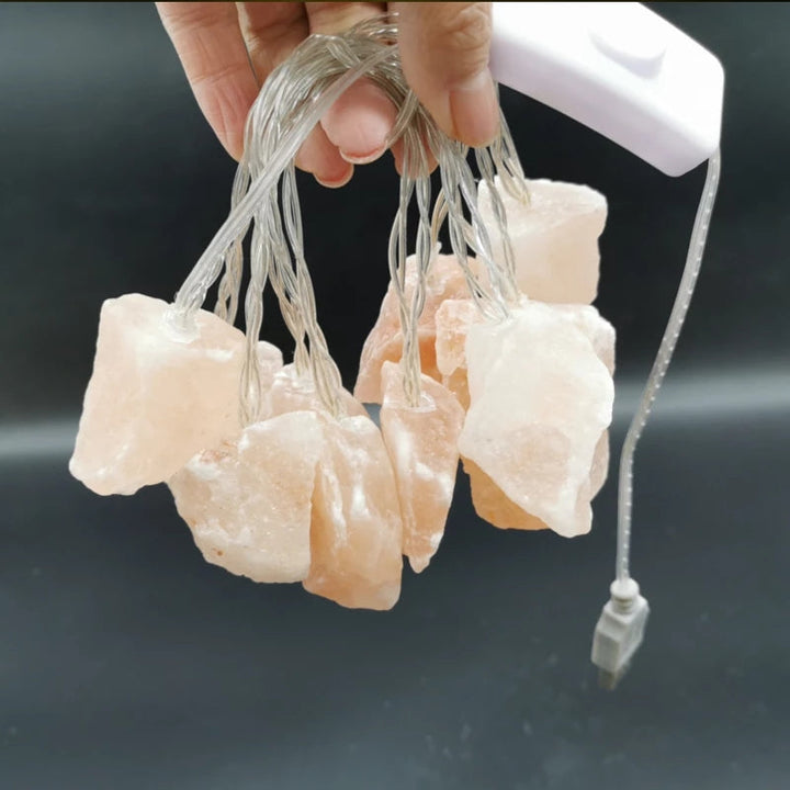 Stornfield | SolaraGleam Himalayan Salt LED Lights | Warm Amber Light | Natural Portable Crystal Home Decor