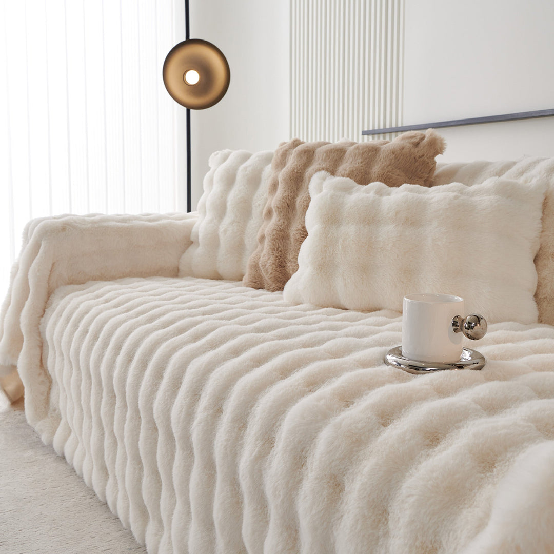 Luxe Ripple Faux Fur Sofa Cover - Modern, Stylish & Durable Sofa Protection | Stornfield