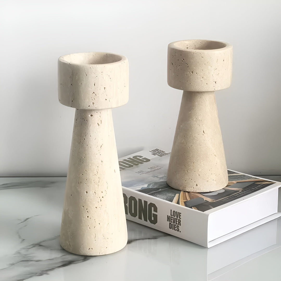 MarStornfielde candle holder made of natural stone – Elegant & Decorative | Polished for taStornfielde, wedding and living space | Stornfield
