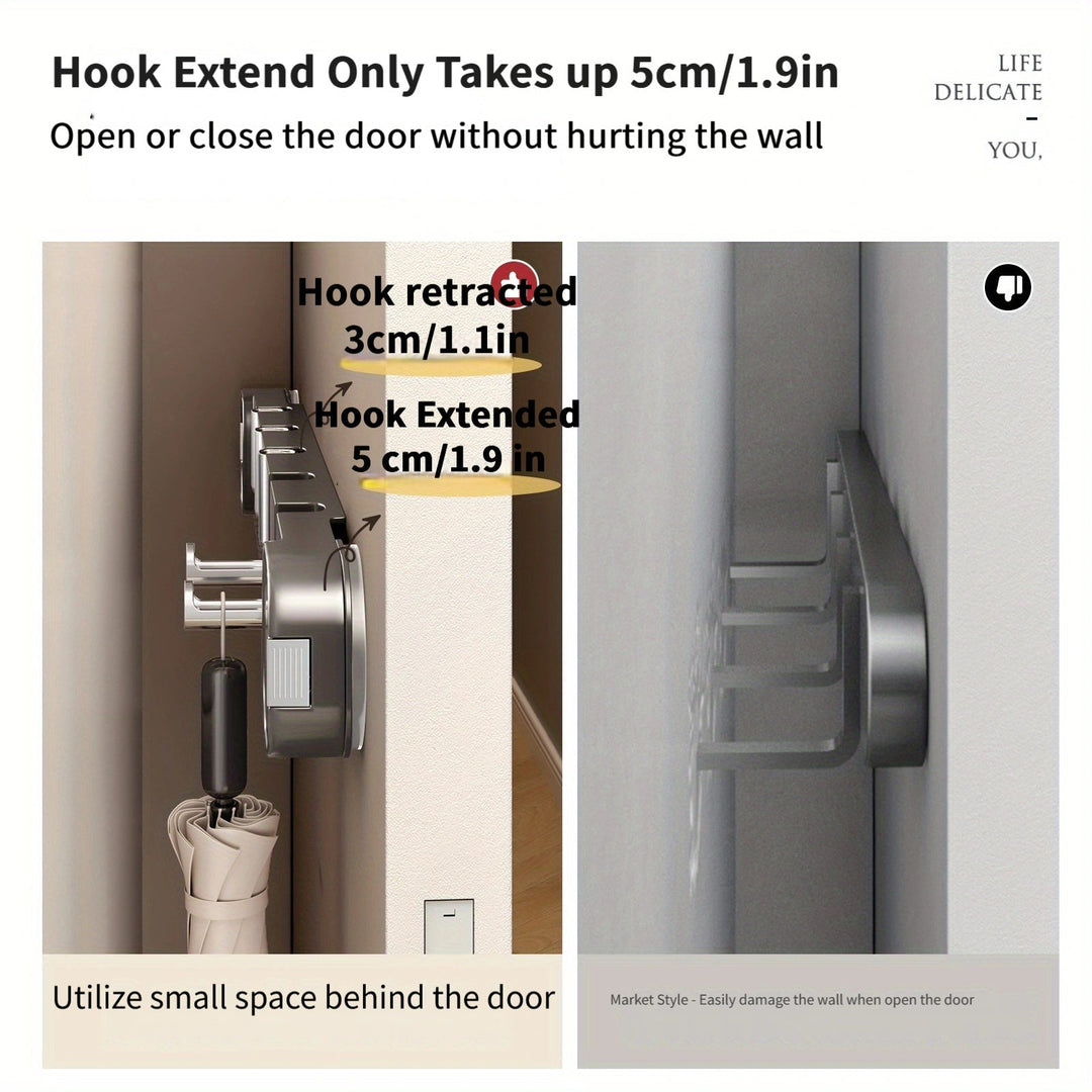 Wall Hook Panel Without Drilling – OrganizePlus Hidden 5-Hook Rack | Stornfield