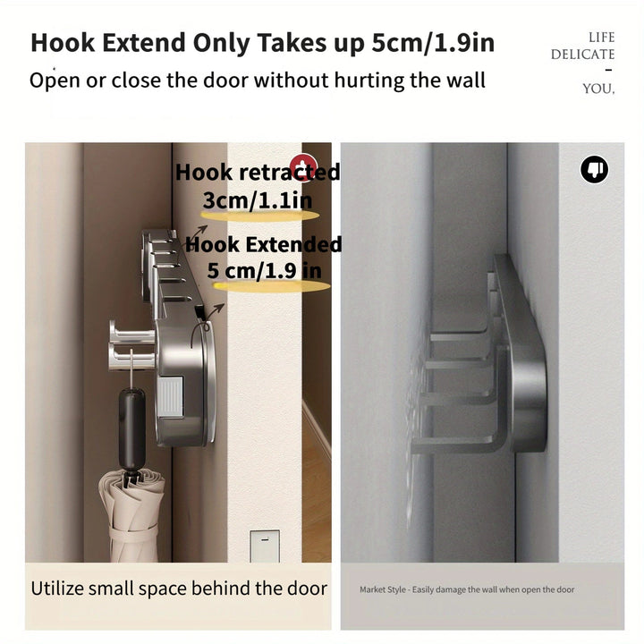 Wall Hook Panel Without Drilling – OrganizePlus Hidden 5-Hook Rack | Stornfield