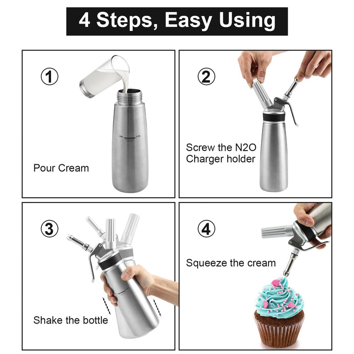 Sahne dispenser stainless steel with 3 nozzles 500ml | Stornfield