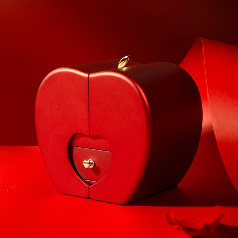 Red Apple Jewelry Box with Eternal Rose and Necklace | Stornfield