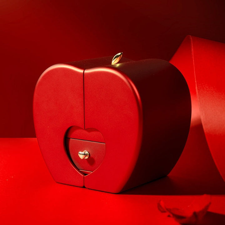 Red Apple Jewelry Box with Eternal Rose and Necklace | Stornfield