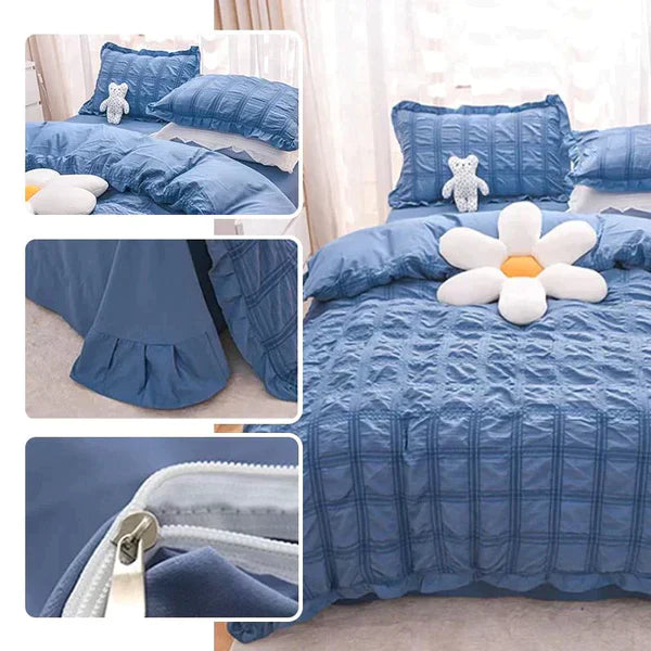 Icy Seersucker Summer Cool Quilt Lace 4-piece Set | Stornfield