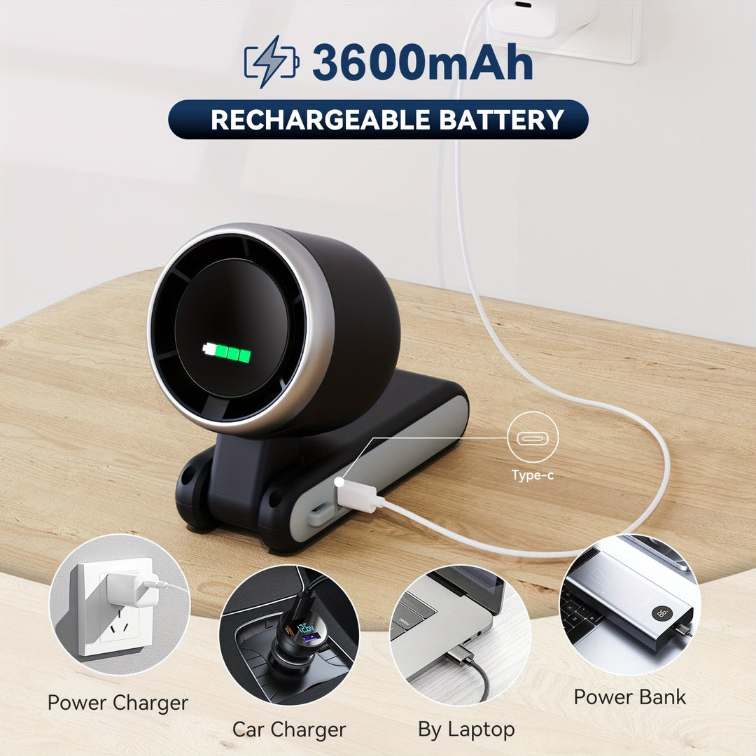 12 Hour Turbo Handheld Fan with LED Light - 5 Speed Battery Operated Cooling Fan, 3 in 1 Air Turbo Technology - Compact Design for Outdoor, Travel and Daily Use | Stornfield