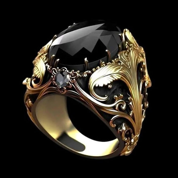 Engraved Men's Black Stone Ring Stornfield